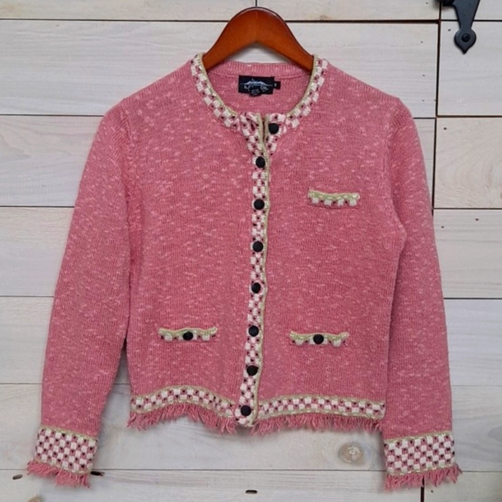 Icelandic Design Nordic Cardigan | Linen Blend | Women's Small | Color Pink - Picture 1 of 12